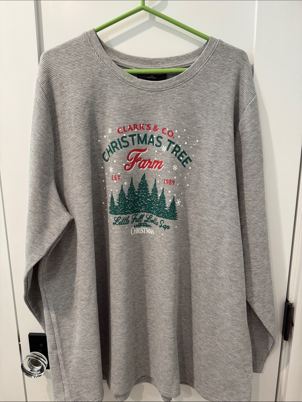 Lane Bryant Gray Holiday Tree Farm Graphic Long Sleeve Tee